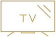 A black and white icon of a television set, with a screen and a stand, representing the TV amenities provided in the care center suites.